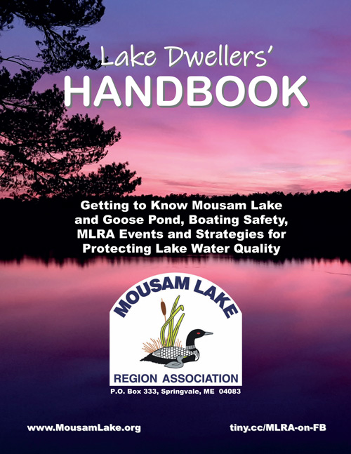 2024 Mousam Lake Region Assn Lake Dwellers' Handbook thumbnail. Sunset view in Upper Mousam by Kristi Borst